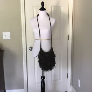Gray Fringe Crossbody
